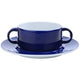 Plat nova océan blanc, porcelaine bleu cobalt