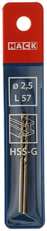 Mack 1018399 - foret à métaux hss g din 338 ø 2,5 x 57 mm 2 pcs | 5 pièces