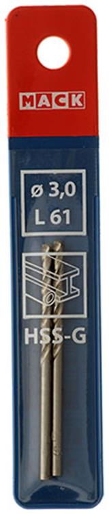 Mack 1018400 - foret à métaux hss g din 338 ø 3,0 x 61 mm 2 pcs | 5 pièces