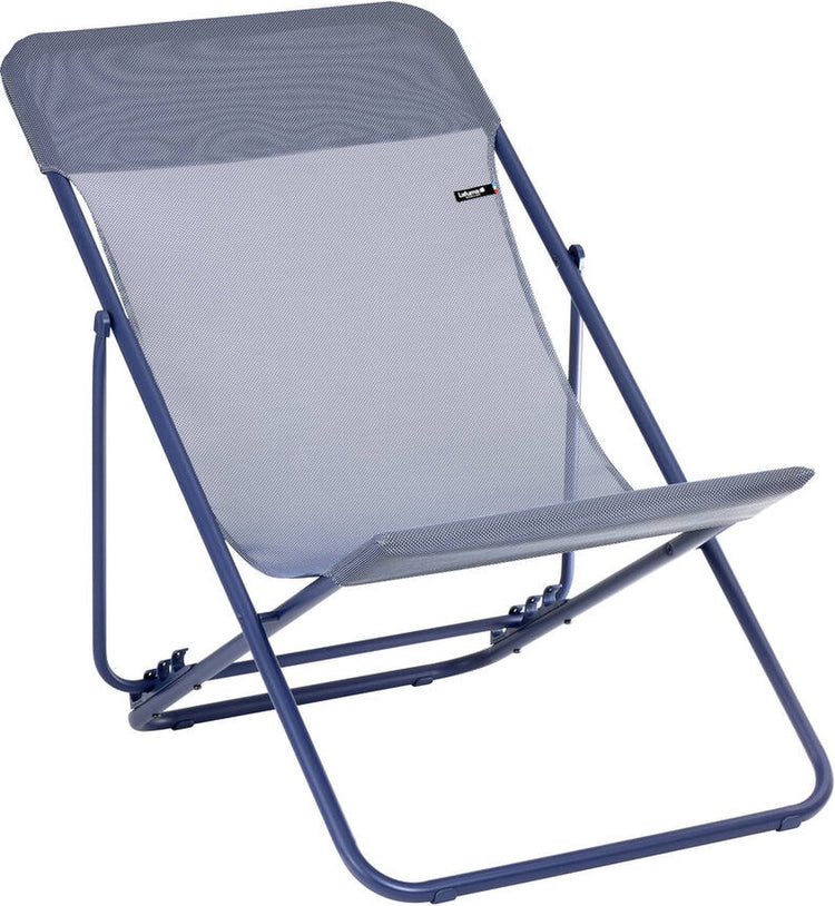 Lafuma maxi transat - chaise de plage - pliable - réglable - color block - indigo