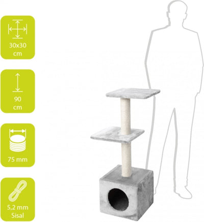 Ebi Cat Stracking Post Palazzo Classic 30x30x90 cm Gray