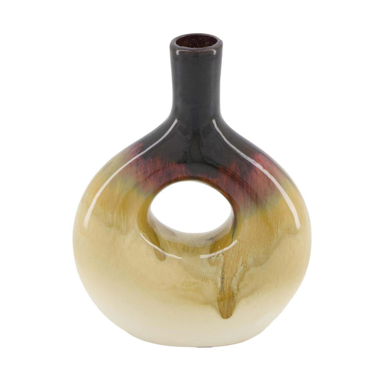 Dijk natural collections vase céramique marron crème 16x7,5x20,5cm