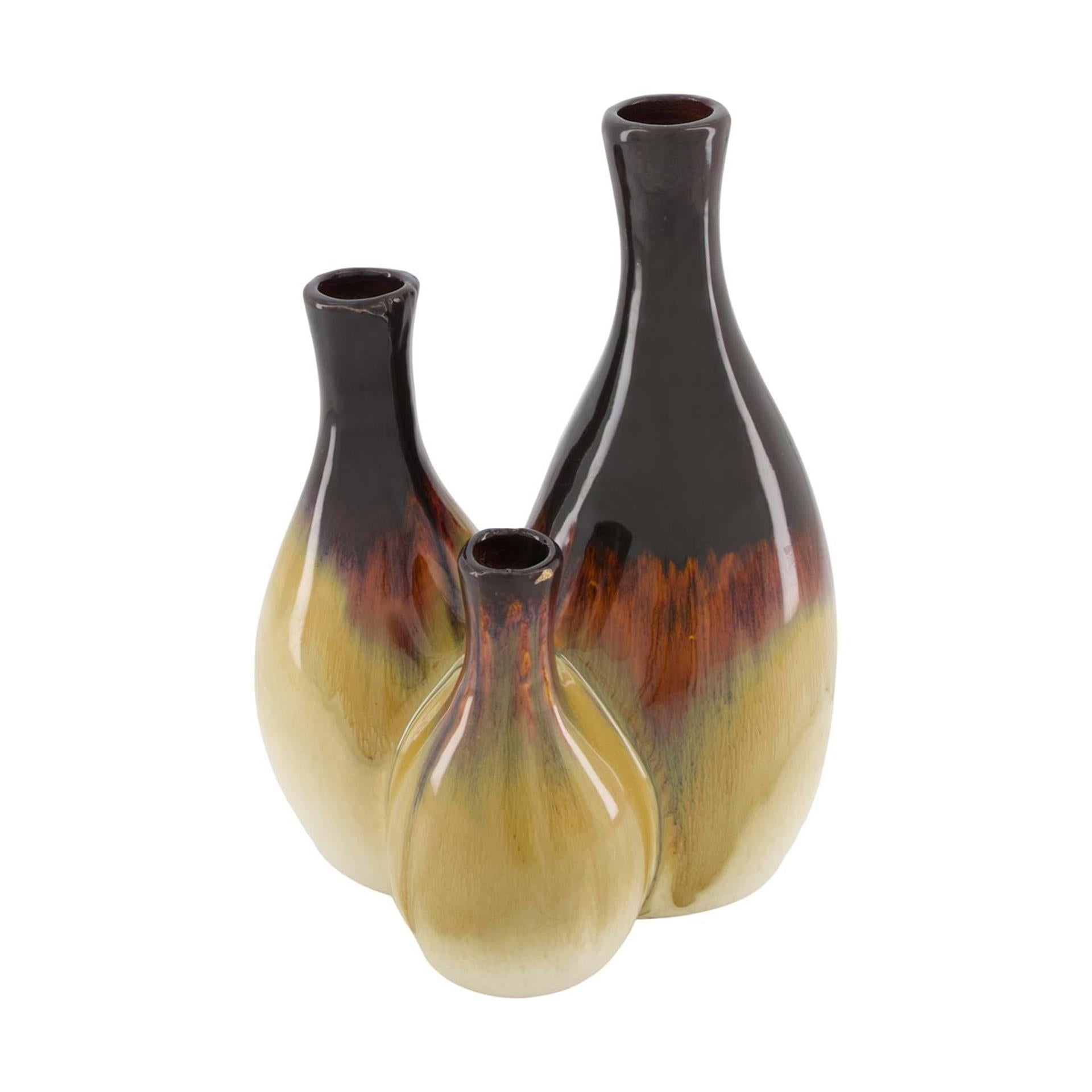 Dijk natural collections vase céramique marron crème 18x13,5x25,5cm