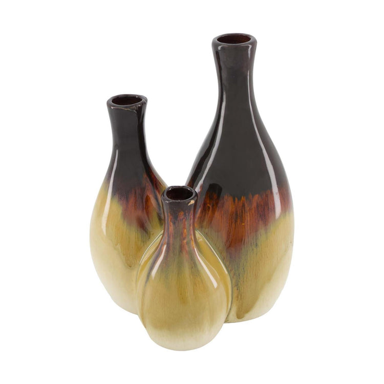Dijk natural collections vase céramique marron crème 18x13,5x25,5cm