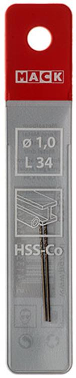 Mack 1018418 - foret à métaux hss co5% din 338 ø 1,0 x 34 mm 2 pcs | 5 pièces