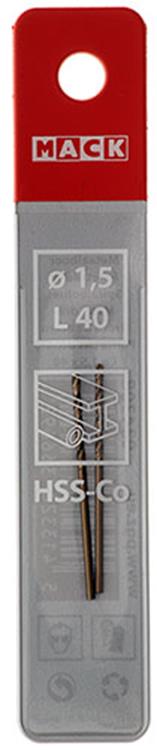 Mack 1018419 - foret à métaux hss co5% din 338 ø 1,5 x 40 mm 2 pcs | 5 pièces