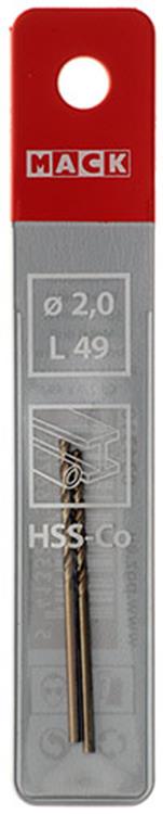 Mack 1018420 - foret à métaux hss co5% din 338 ø 2,0 x 49 mm 2 pcs | 5 pièces