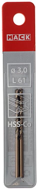 Mack 1018422 - foret à métaux hss co5% din 338 ø 3,0 x 61 mm 2 pcs | 5 pièces