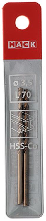 Mack 1018423 - foret à métaux hss co5% din 338 ø 3,5 x 70 mm 2 pcs | 5 pièces
