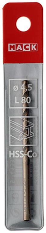 Mack 1018425 - foret à métaux hss co5% din 338 ø 4,5 x 80 mm | 5 pièces