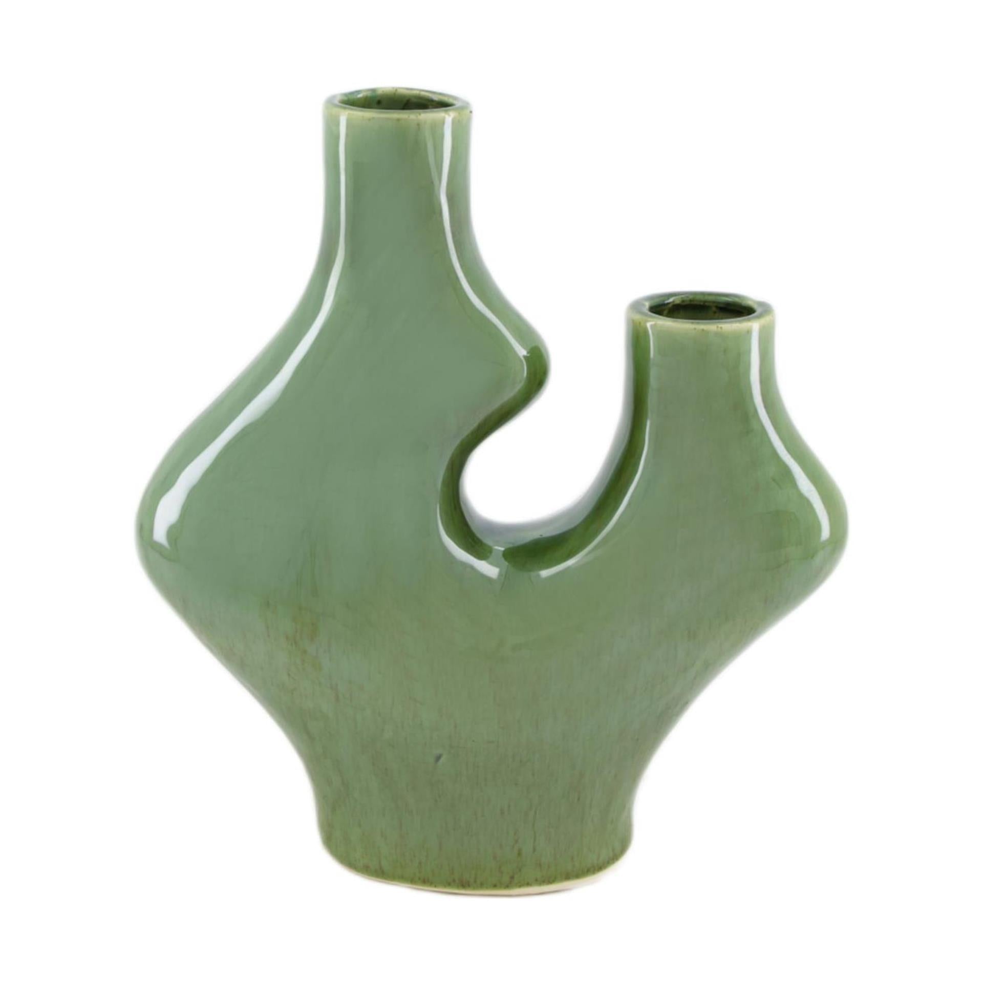 Vase collections naturelles Dijk céramique vert 23,5x9x25,5cm