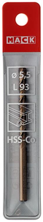 Mack 1018427 - foret à métaux hss co5% din 338 ø 5,5 x 93 mm | 5 pièces