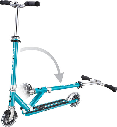 Trottinette enfant Globber - flow - bleu chrome - roues lumineuses - pliable - à partir de 5 ans