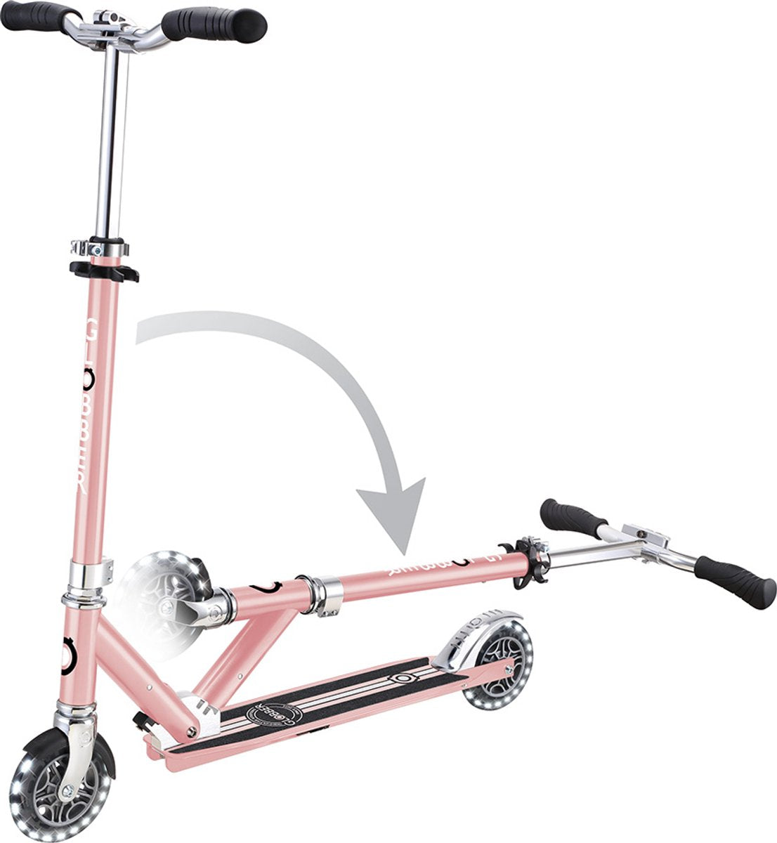 Trottinette enfant Globber - flow - chrome rose - roues lumineuses - pliable - à partir de 5 ans