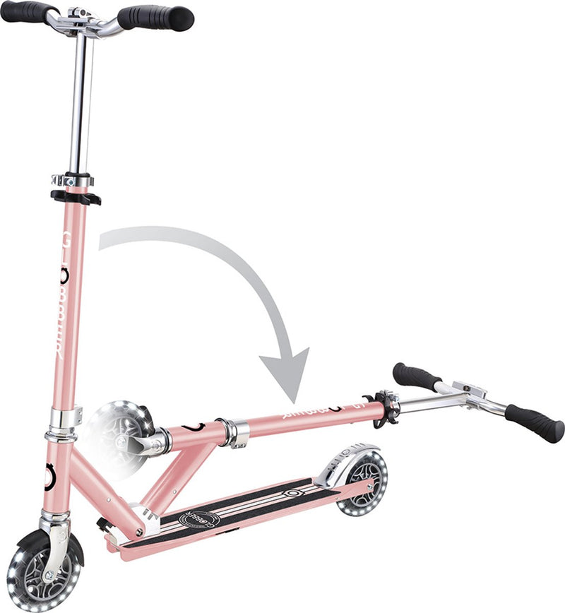 Trottinette enfant Globber - flow - chrome rose - roues lumineuses - pliable - à partir de 5 ans