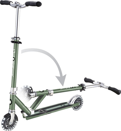 Trottinette enfant Globber - flow - chrome vert - roues lumineuses - pliable - à partir de 5 ans