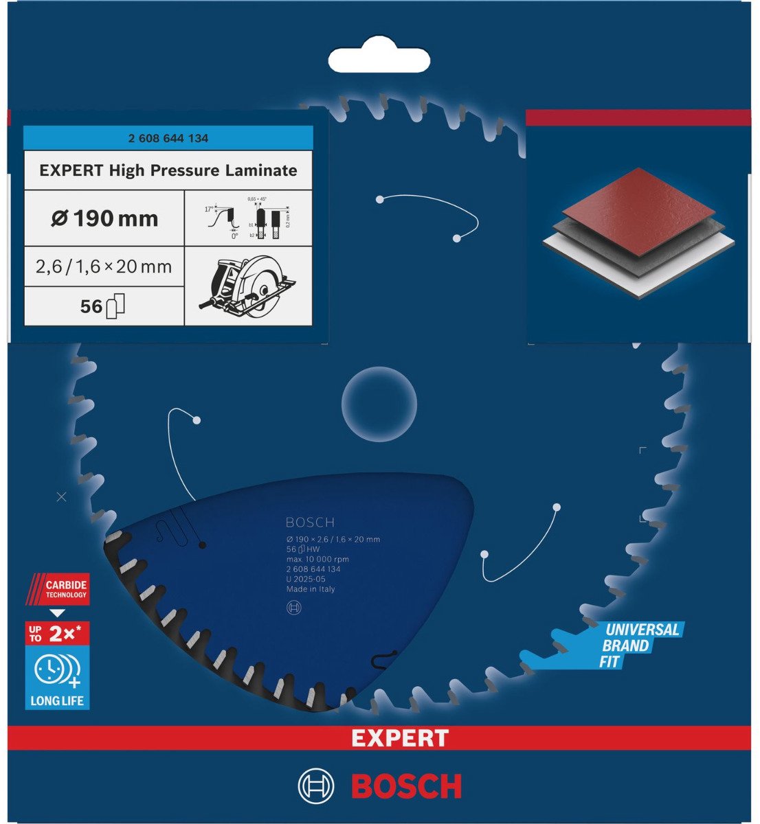 Lame de scie circulaire Bosch expert pour le bois 184x16x2,6 1,6x40 t
