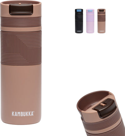 Kambukka cabo grip tasse thermos 500 ml - tasse à café à emporter - tasse à café anti-fuite - acier inoxydable - praliné mocca