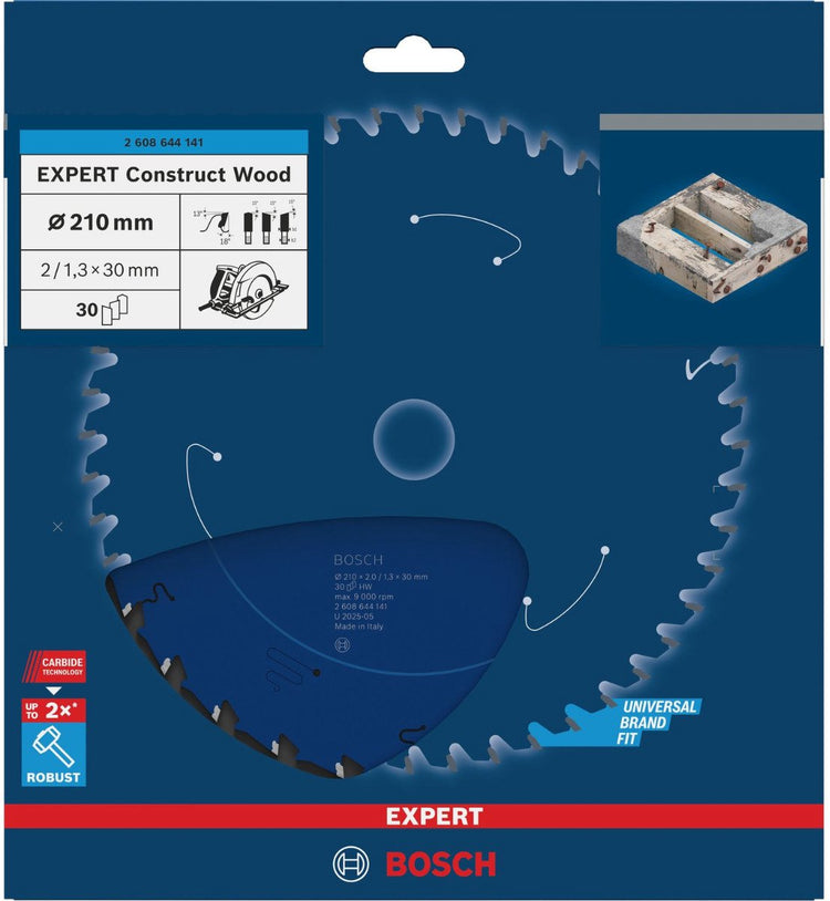 Lame de scie circulaire Bosch bois de construction - 210x30x2,0 30t