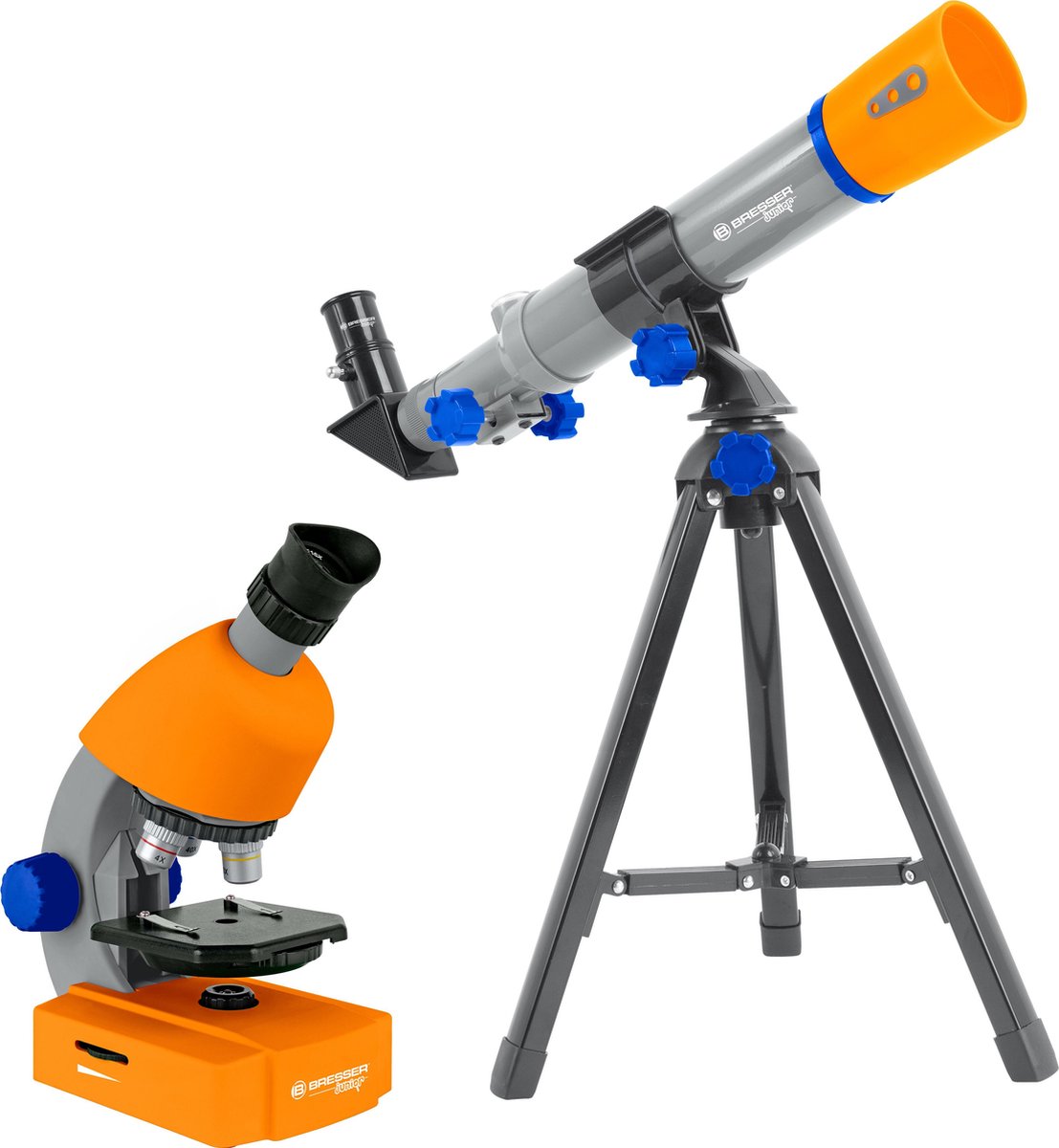 Télescope Bresser et microscope junior 35 cm orange