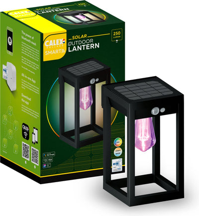 Lampe d'extérieur solaire intelligente Calex - Lanterne murale intelligente - RVB et blanc chaud - Éclairage extérieur - Noir