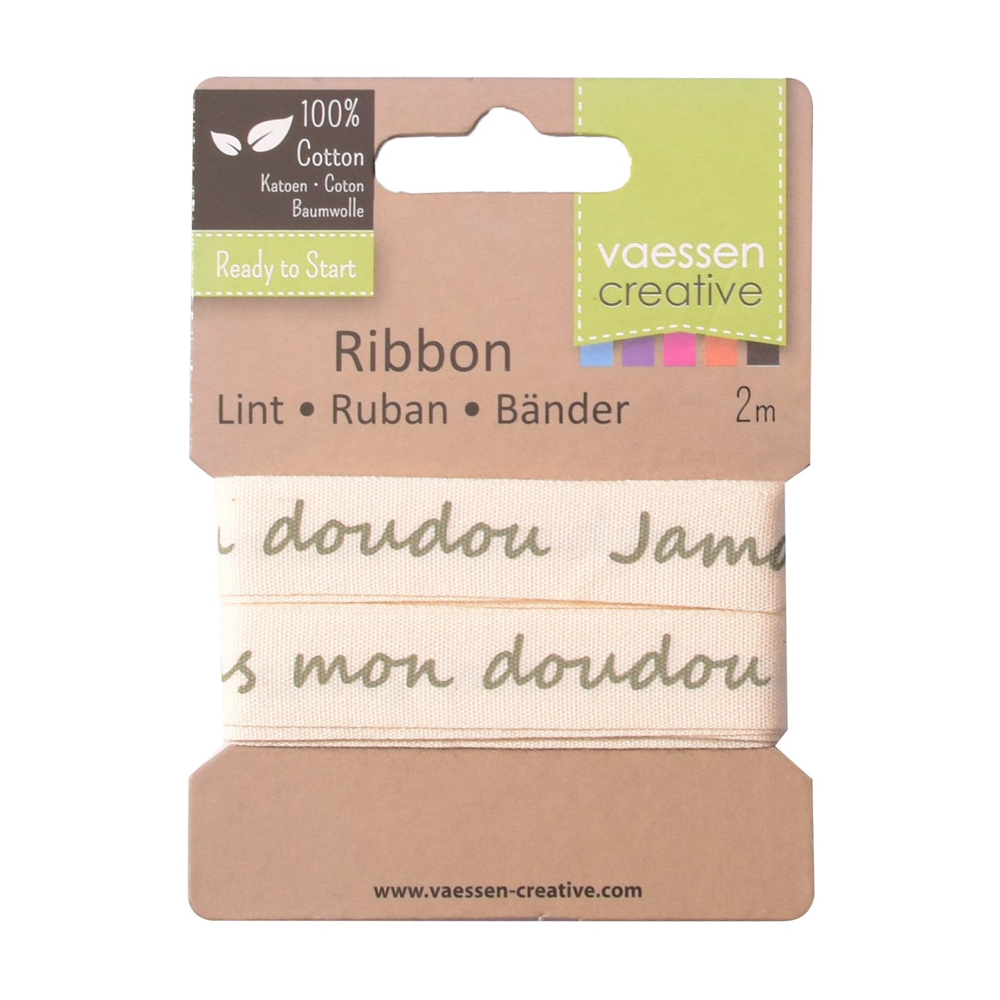 Vaessen creative • ruban 2mx15mm fr jamais sans mon doudou