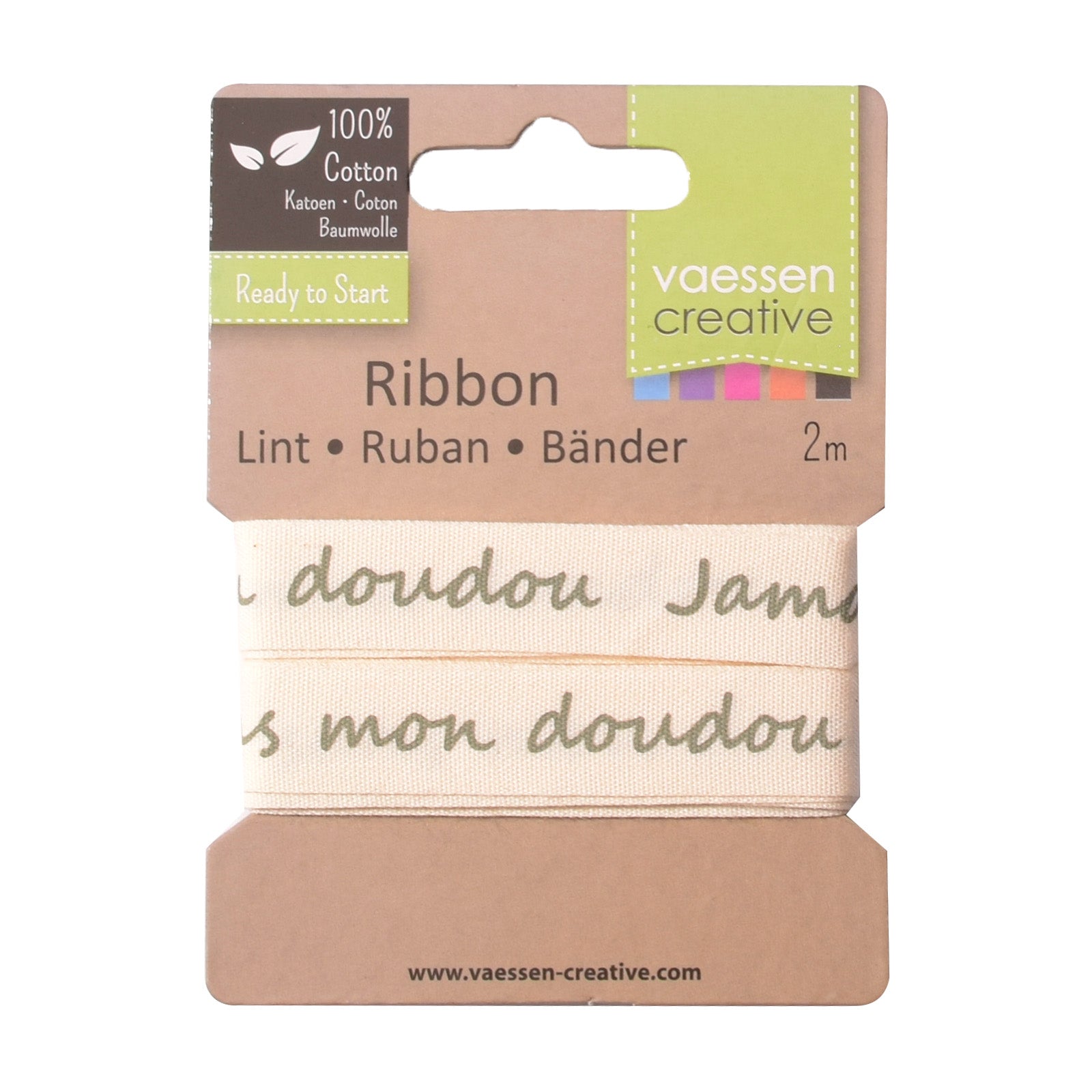 Vaessen creative • ruban 2mx15mm fr jamais sans mon doudou