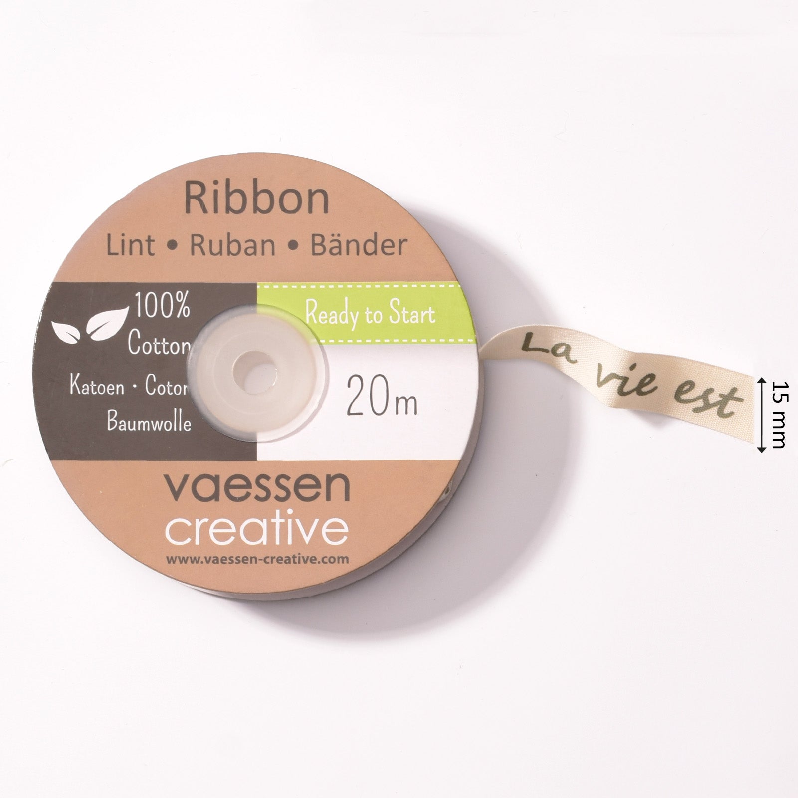 Vaessen creative • ruban 20mx15mm de la vie est belle