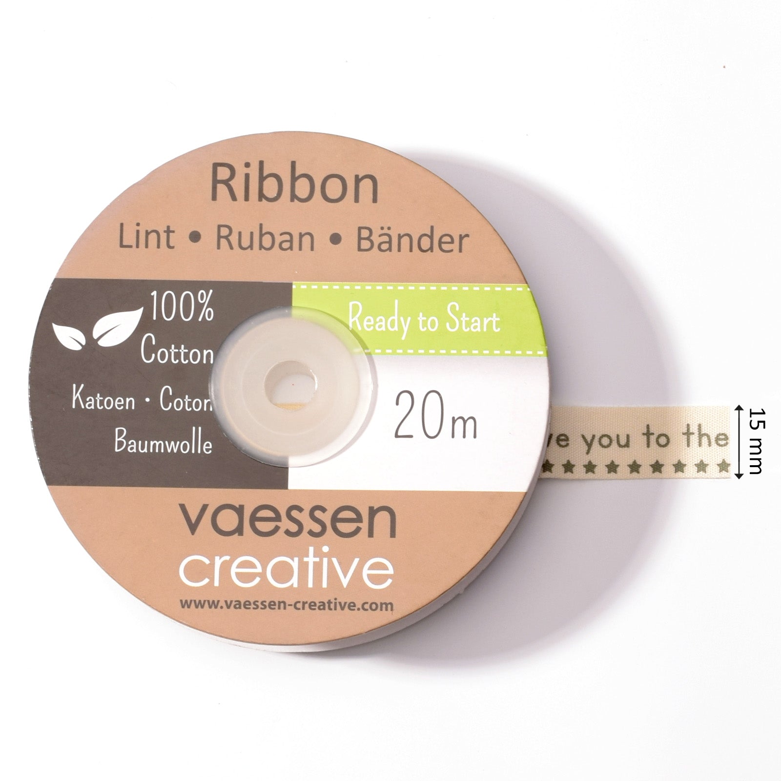 Vaessen creative • ruban 20mx15mm fra je t'aime jusqu'au moo