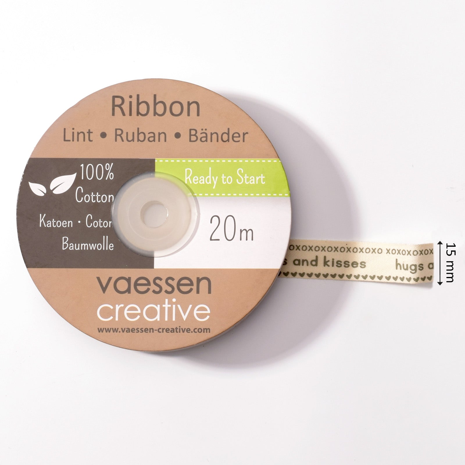 Vaessen creative • ruban 20mx15mm fr câlins et bisous