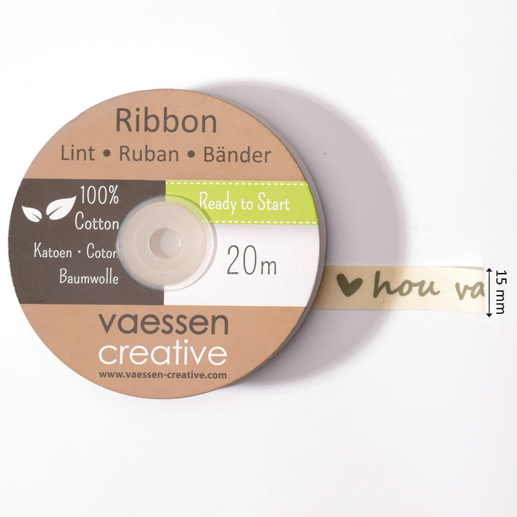 Vaessen creative • ruban 20mx15mm en t'aime