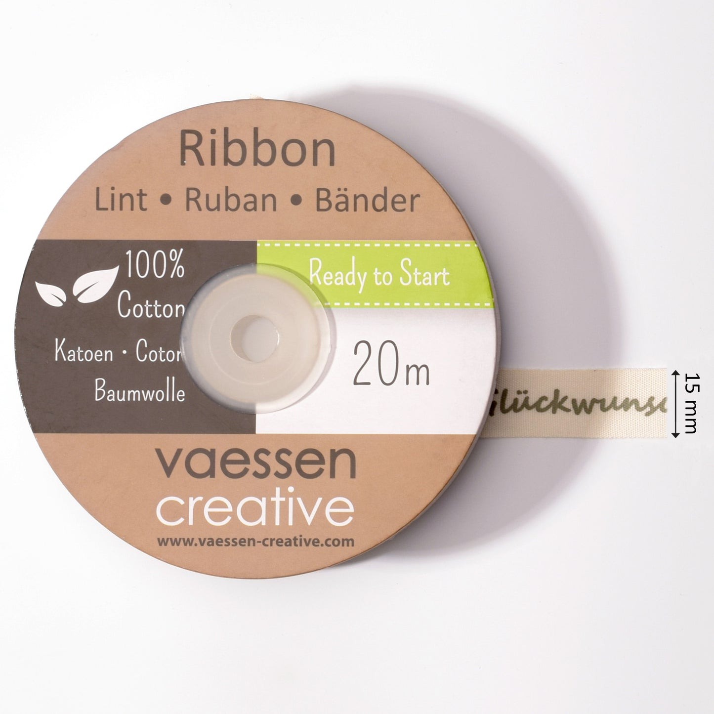 Vaessen creative • ruban 20mx15mm le glückwunsch original