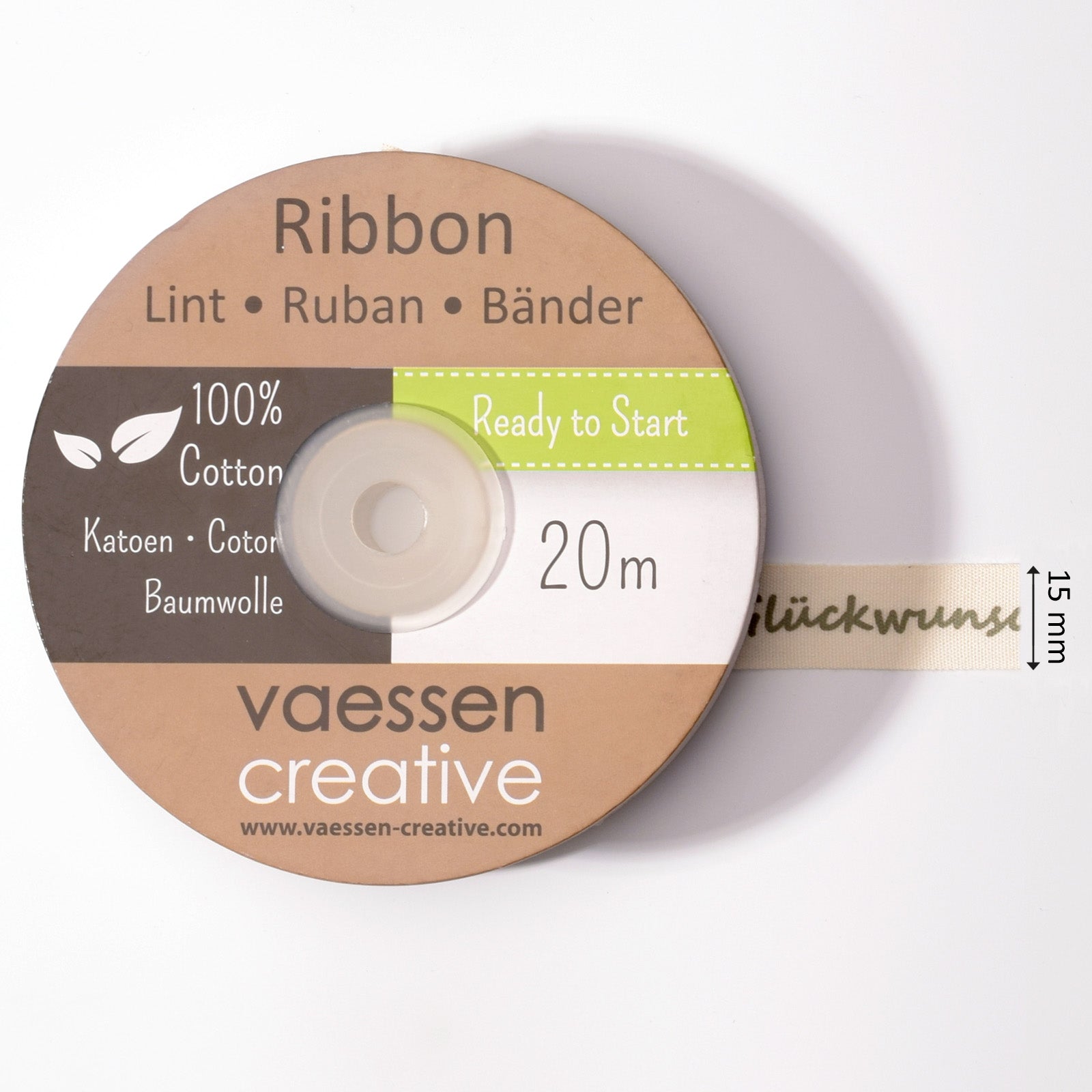 Vaessen creative • ruban 20mx15mm le glückwunsch original