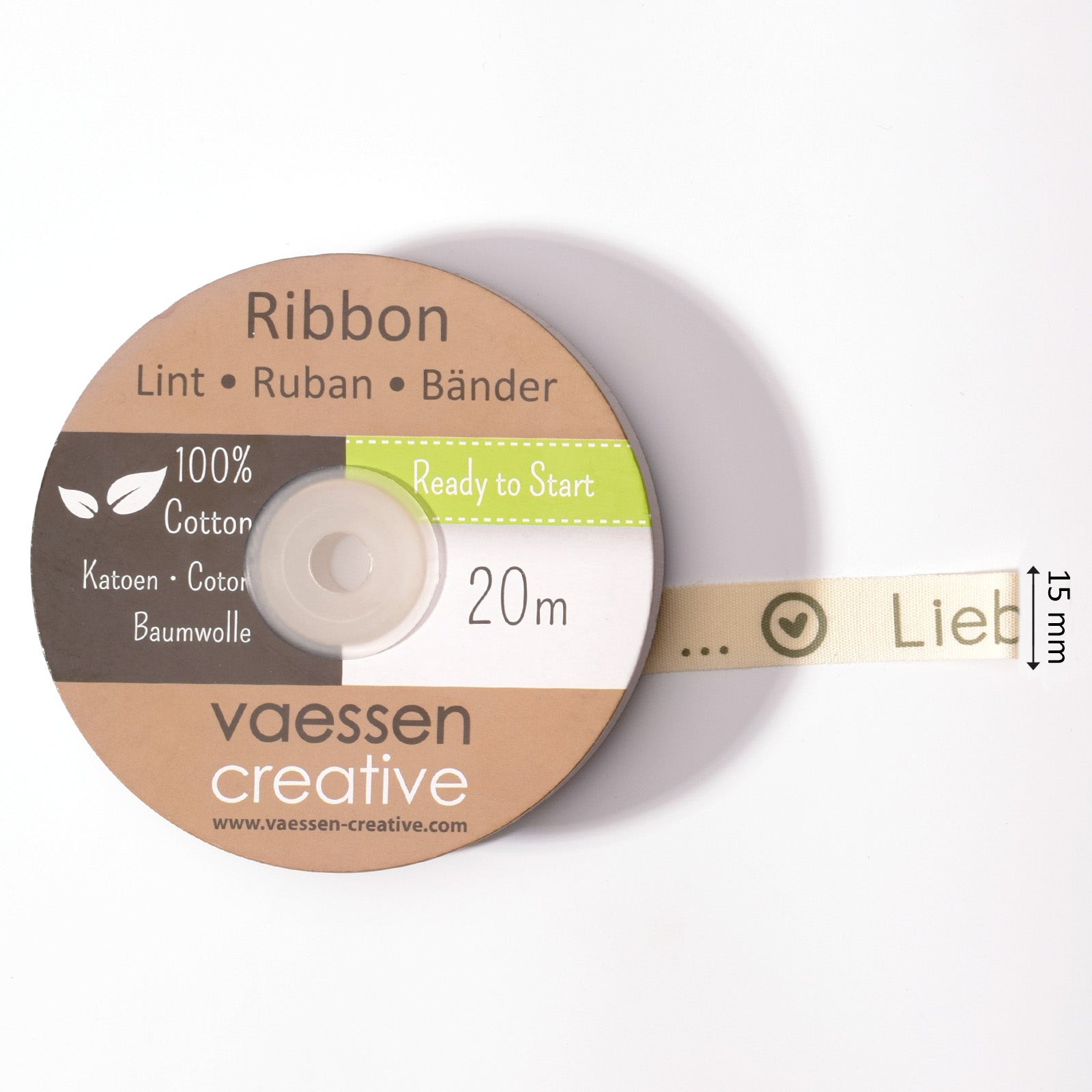 Vaessen creative • ruban 20mx15mm de liebe ist...