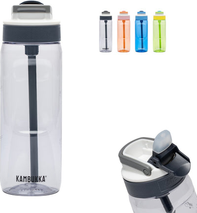 Gourde lagon Kambukka 750ml - transparente 2.0 - avec paille intégrée - 100% étanche