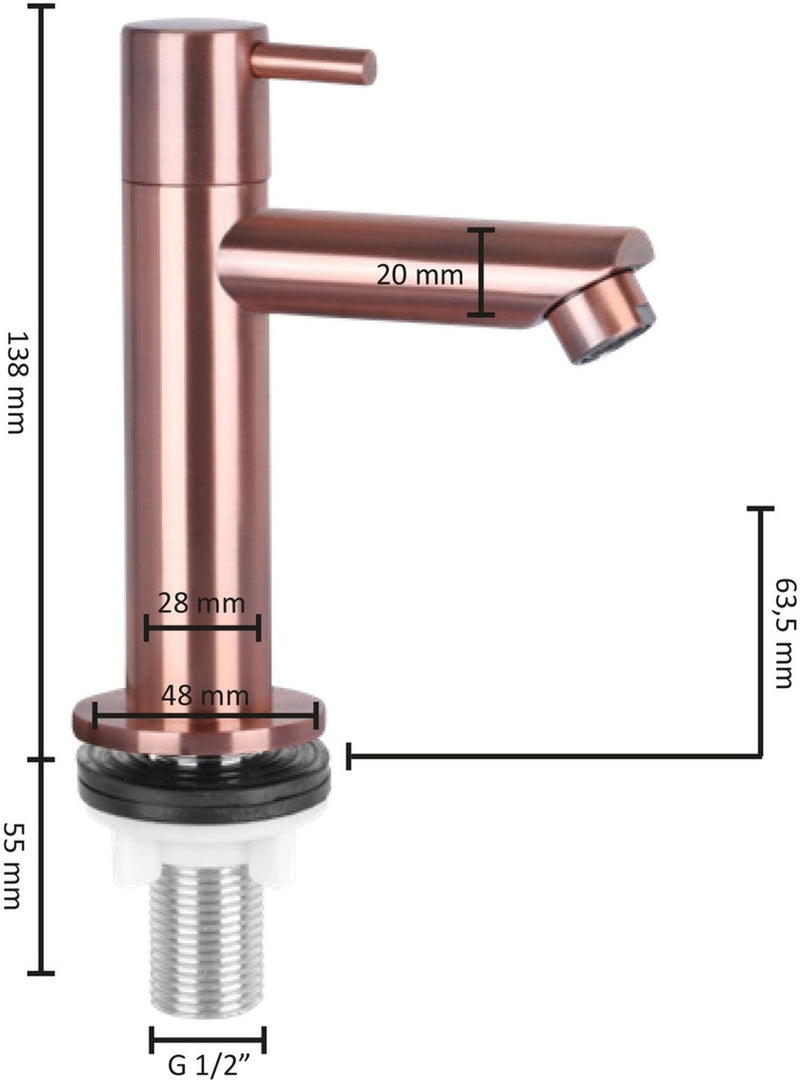 Robinet d'eau froide Differnz - droit - cuivre rouge