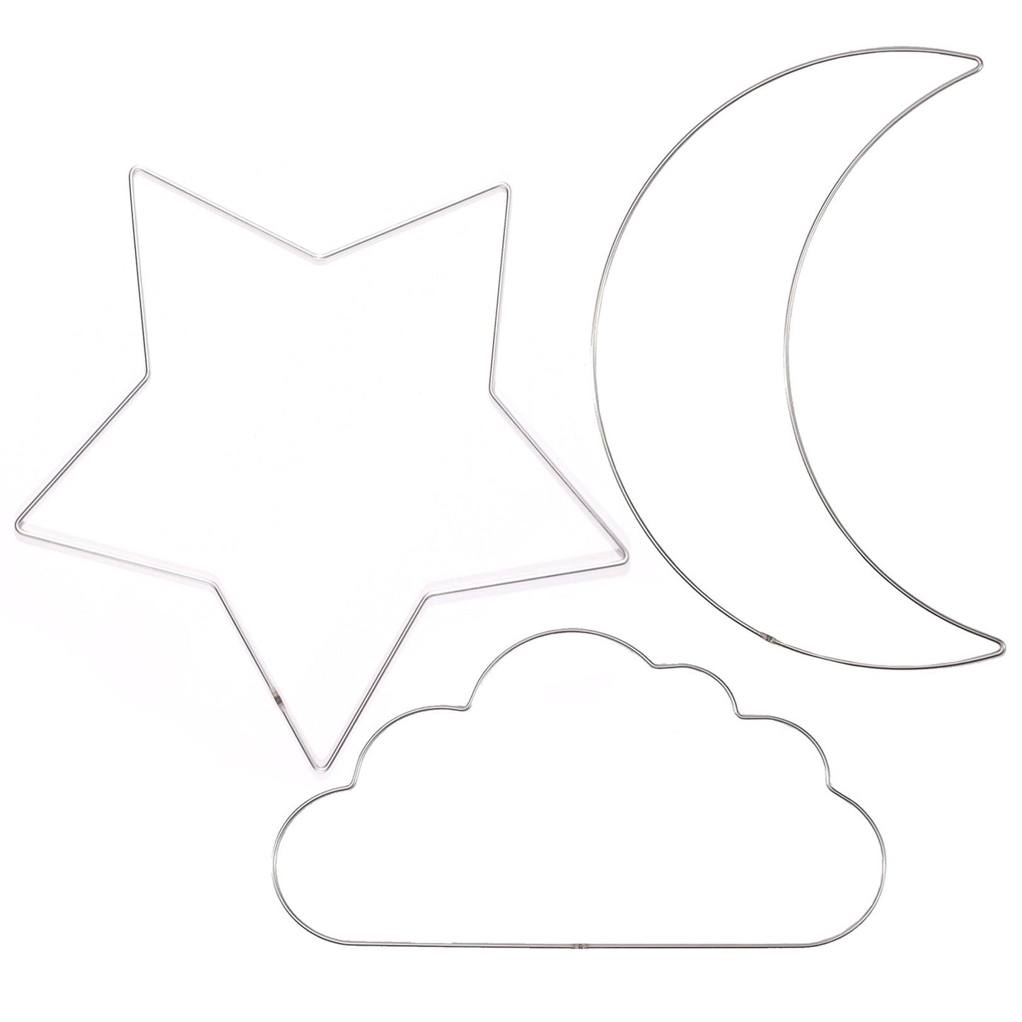 Vaessen creative • set d'anneaux en métal étoile, nuage de lune ø32cm 3mm argent