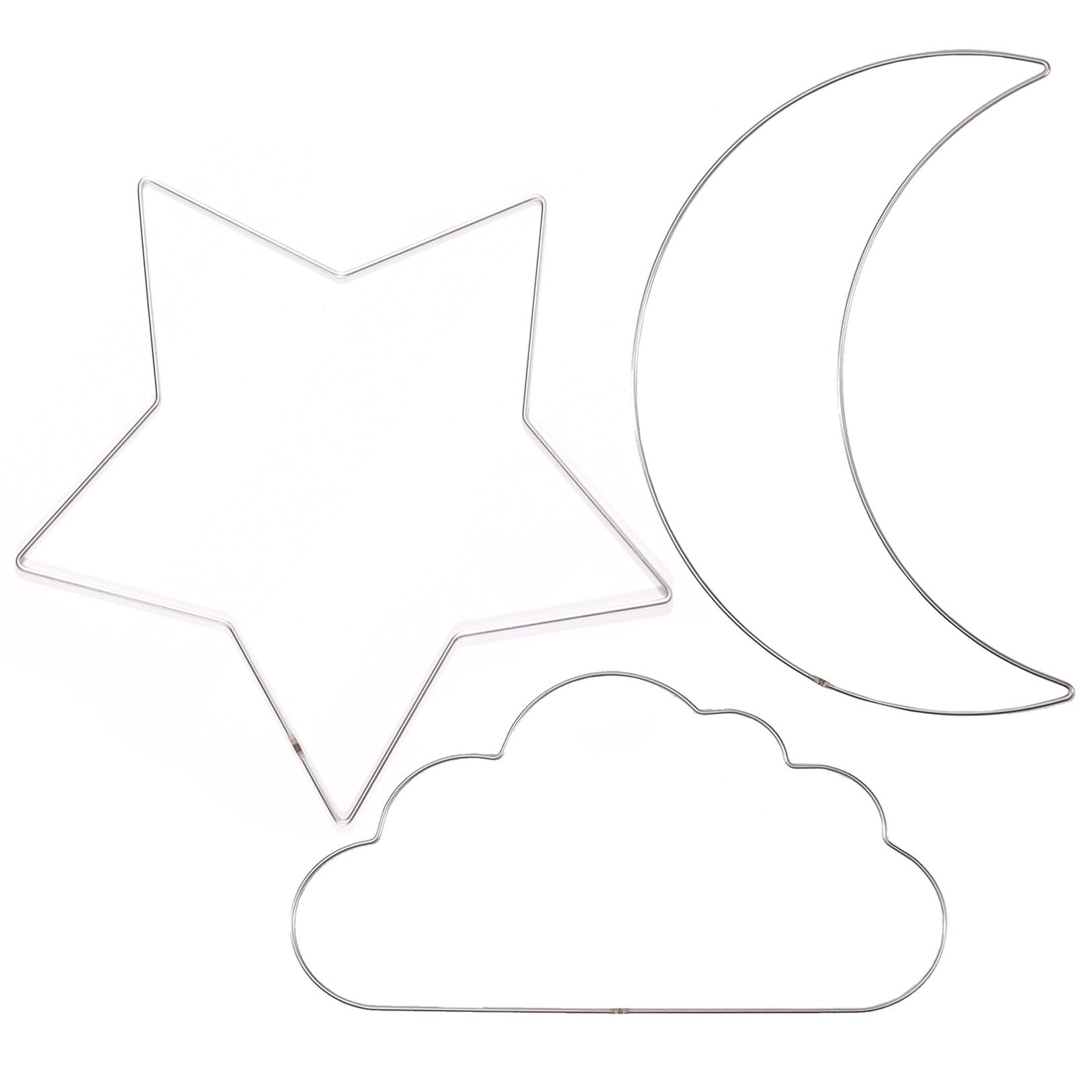 Vaessen creative • set d'anneaux en métal étoile, nuage de lune ø32cm 3mm argent