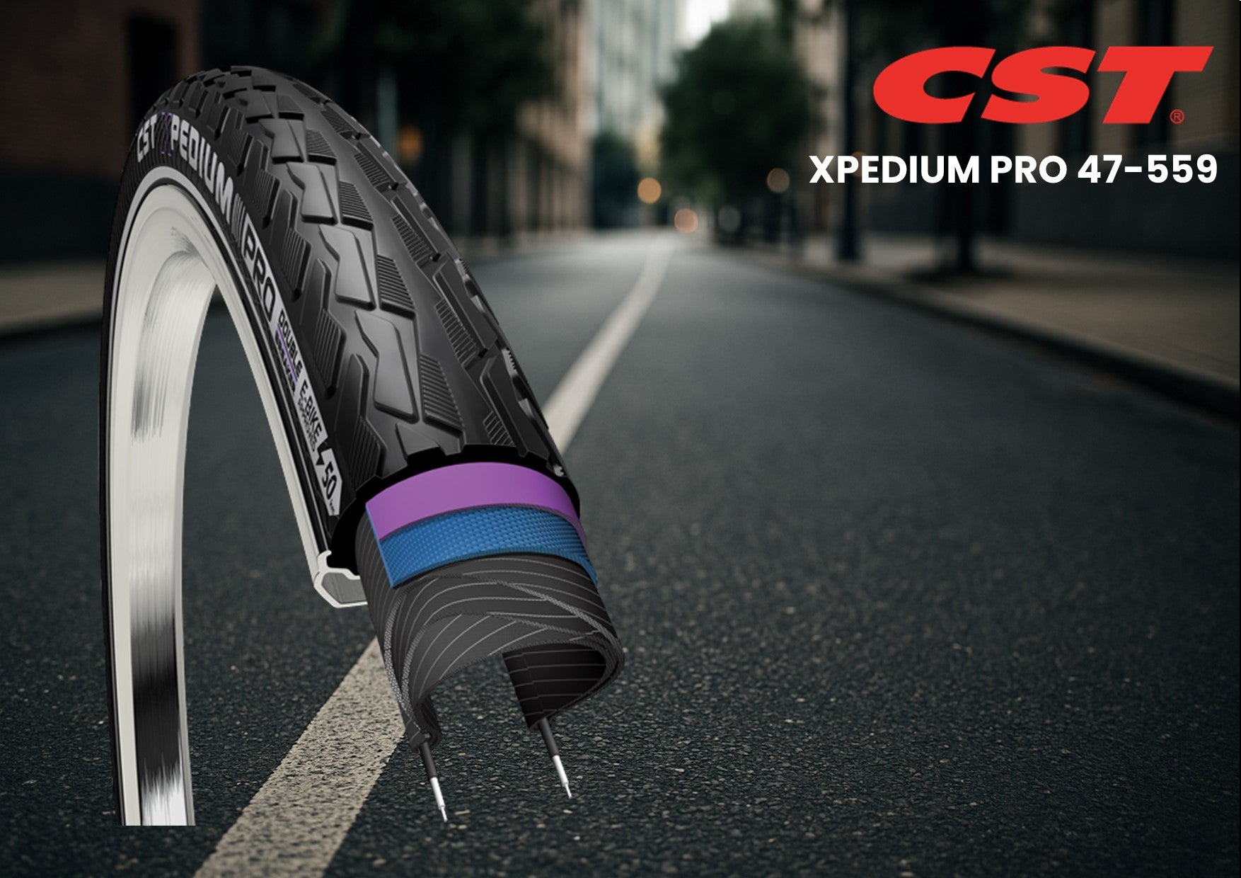 Pneu extérieur Cst xpedium pro 26 x 1.75'' 47-559 - noir avec reflet