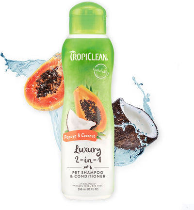 Tropiclean papaye et noix de coco - shampoing et revitalisant de luxe pour chien -355 ml