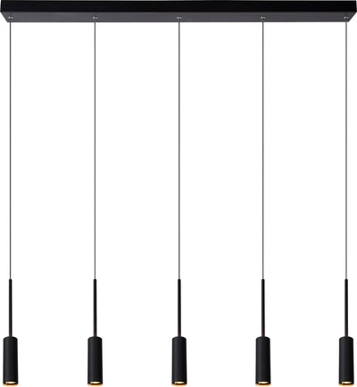 Lucide tubule - lampe suspendue - LED - 5x7w 2700k - noir