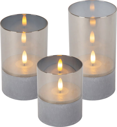 Lucide velas - lampe de table - piles - ø 8 cm - led - 3x0,2w 2700k - fumé - lot de 3