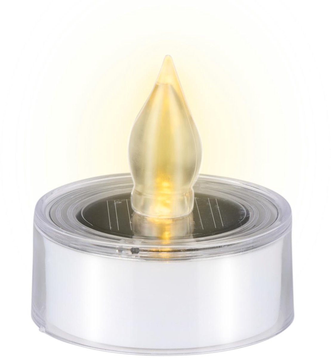 Arti casa bougies chauffe-plat solaires lot de 2 - bougies solaires lumière blanche chaude - bougies chauffe-plat d'extérieur ip44 - bougies à énergie solaire ø5,5 x 5 cm - blanc