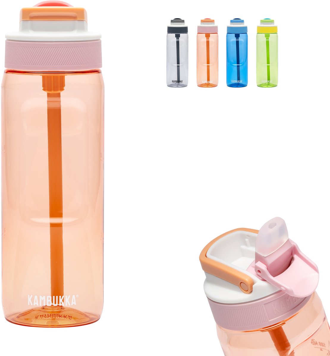 Gourde lagon Kambukka 750ml - mango tango avec paille intégrée - 100% étanche