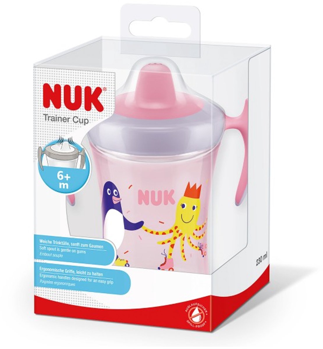 Nuk bouteille évolution formateur tasse rose, 230ml, 6 m+ 6+ m