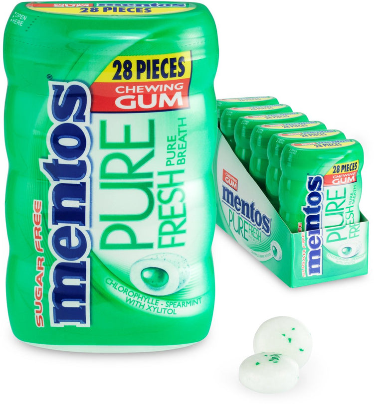 Mentos gum pure menthe verte fraîche - chewing-gum - sans sucre - 6x28 pièces