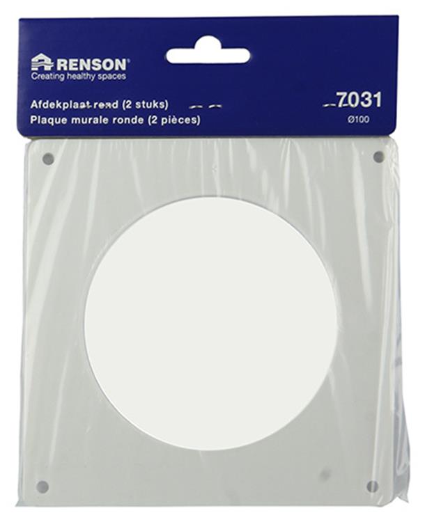 Renson 1006426 - lot de 2 plaques de recouvrement pvc 7031 blanc ø 100 | 5 pièces