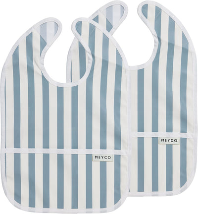 Bavoir Meyco baby fat stripe avec bac de collecte - pack de 2 - bleu jeans