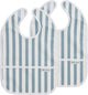 Bavoir Meyco baby fat stripe avec bac de collecte - pack de 2 - bleu jeans
