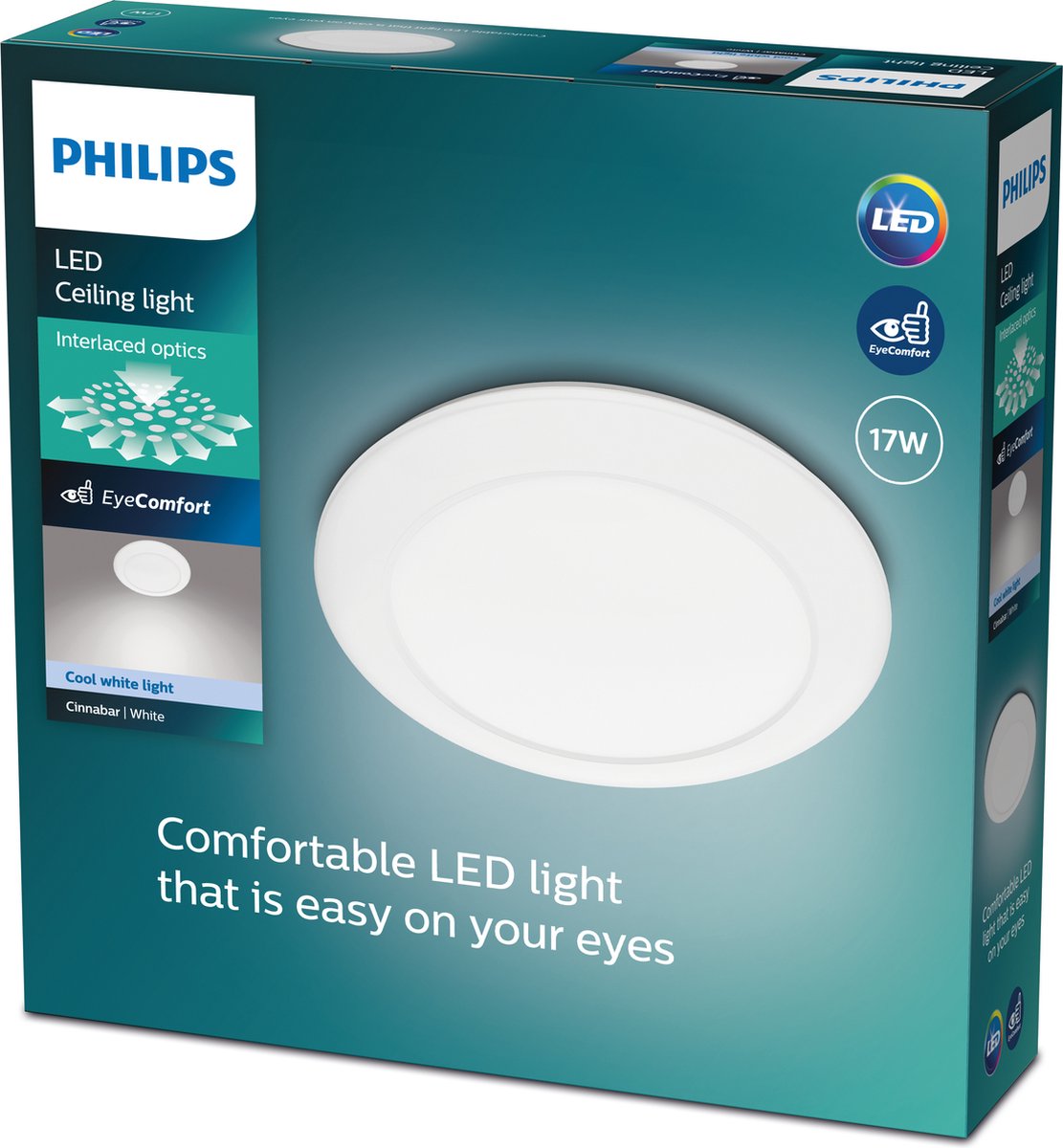 Philips LED Plafonnier Philips Cinabar - Lumière Blanc Froid - Grand